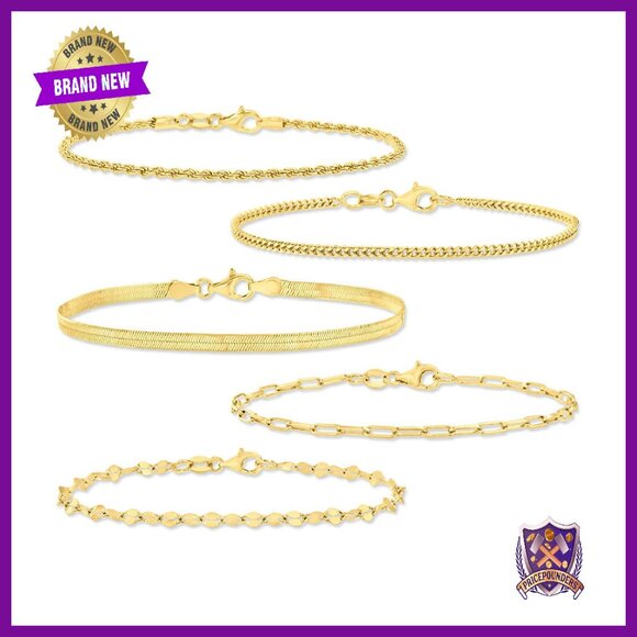 Italian 18kt Gold Over Sterling Silver 5 Chain Bracelet Set